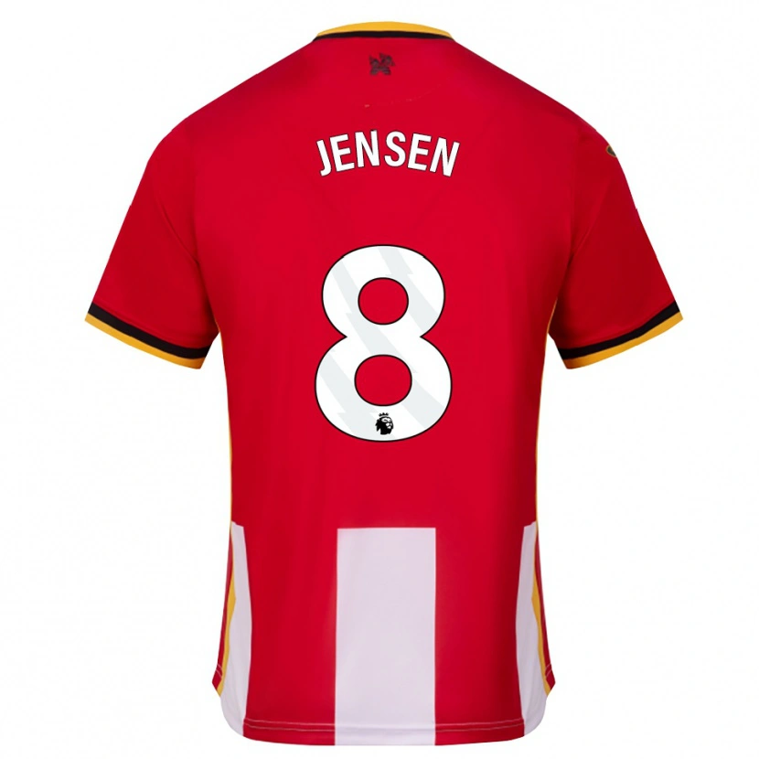 Danxen Kvinder Mathias Jensen #8 Gul Sort Rød Hjemmebane Spillertrøjer 2026/27 Trøje T-Shirt