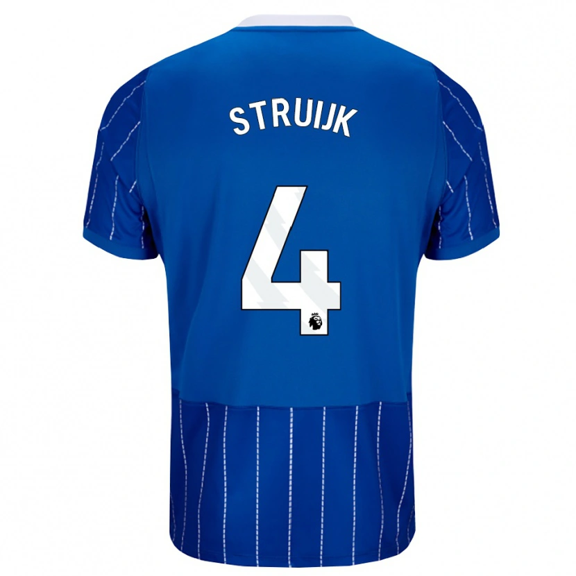 Danxen Kvinder Pascal Struijk #4 Mellemblå Hvid Hjemmebane Spillertrøjer 2026/27 Trøje T-Shirt
