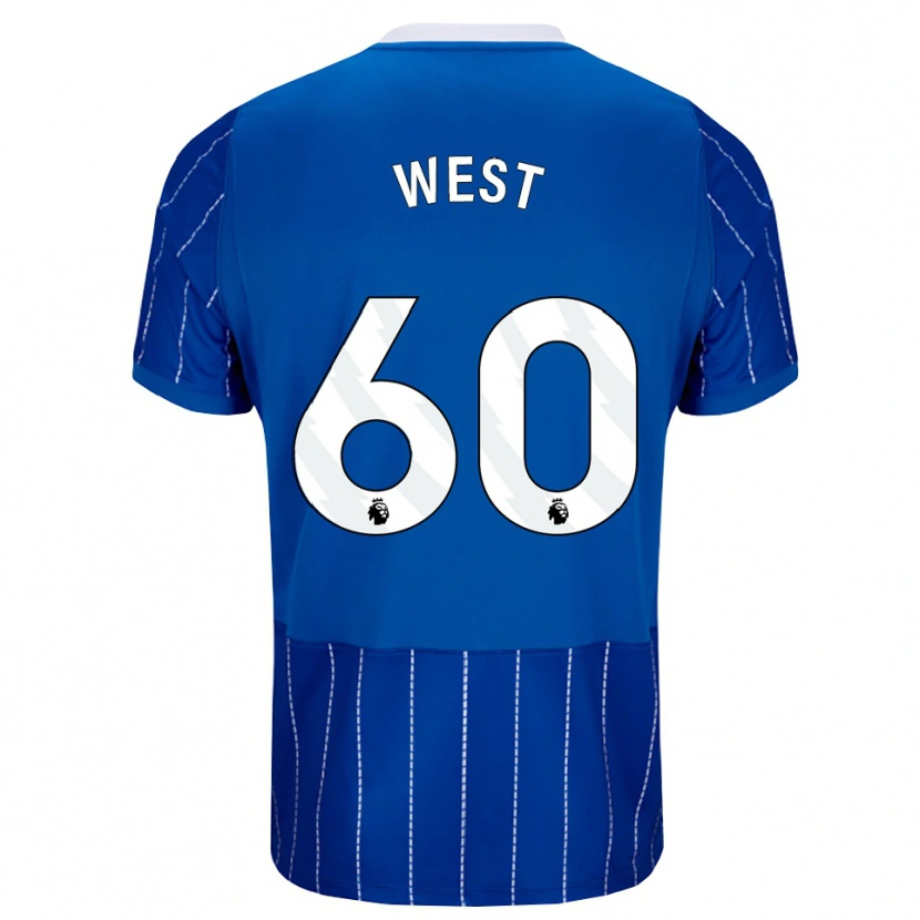 Danxen Kvinder Aidan West #60 Mellemblå Hvid Hjemmebane Spillertrøjer 2026/27 Trøje T-Shirt