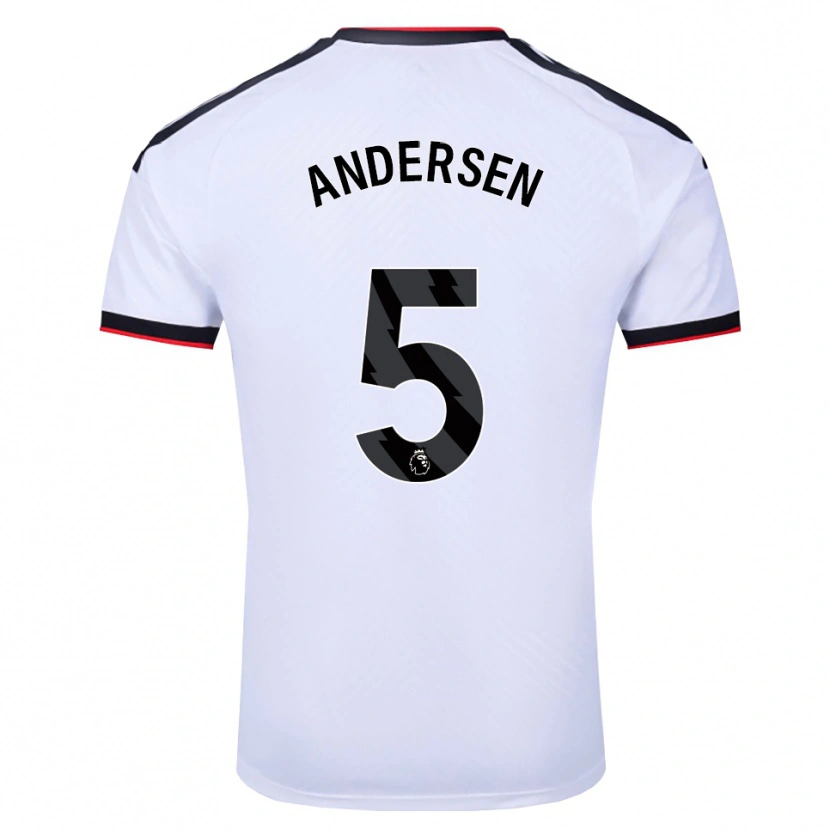 Danxen Kvinder Joachim Andersen #5 Hvid Sort Rød Hjemmebane Spillertrøjer 2026/27 Trøje T-Shirt