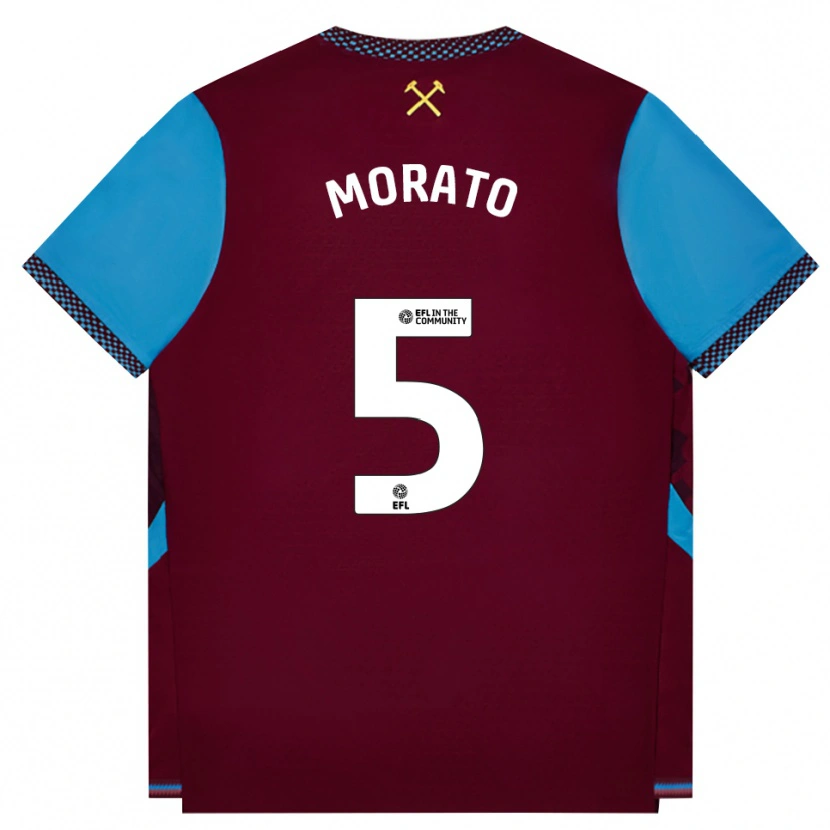 Danxen Kvinder Morato #5 Vinrød Kornblomstblå Hjemmebane Spillertrøjer 2026/27 Trøje T-Shirt