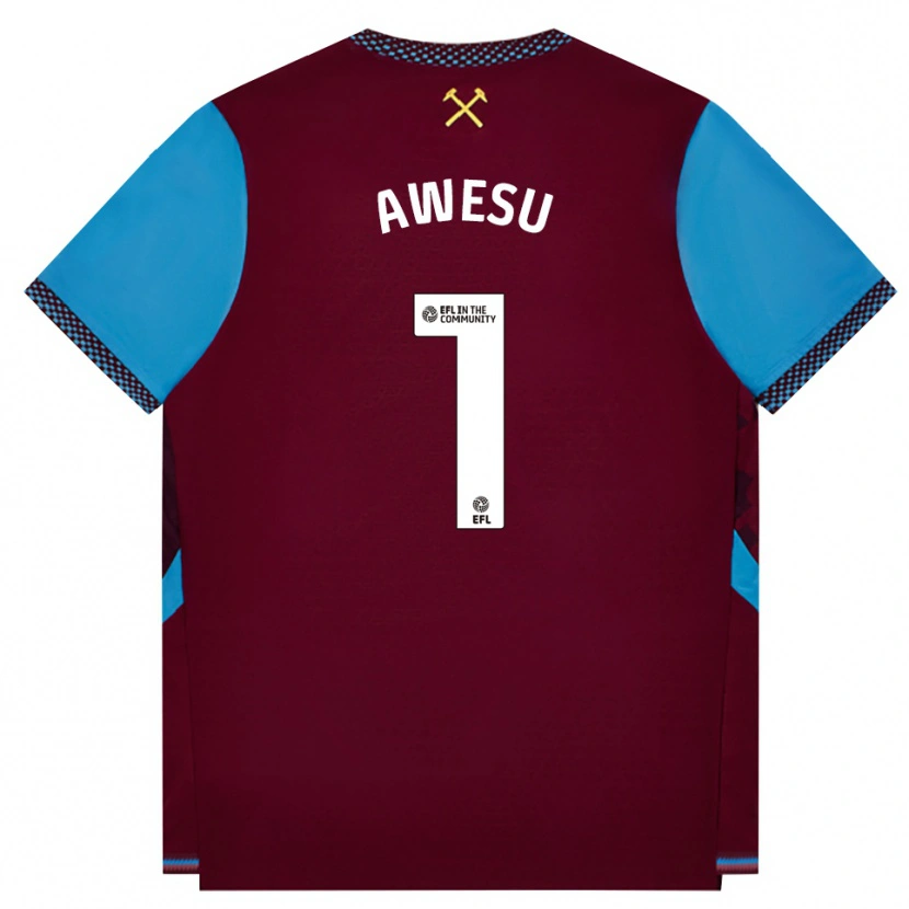 Danxen Kvinder Lanre Awesu #1 Vinrød Kornblomstblå Hjemmebane Spillertrøjer 2026/27 Trøje T-Shirt
