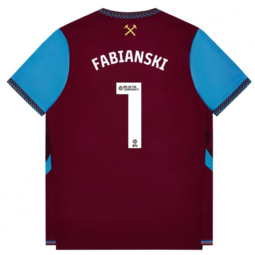Danxen Kvinder Lukasz Fabianski #1 Vinrød Kornblomstblå Hjemmebane Spillertrøjer 2026/27 Trøje T-Shirt