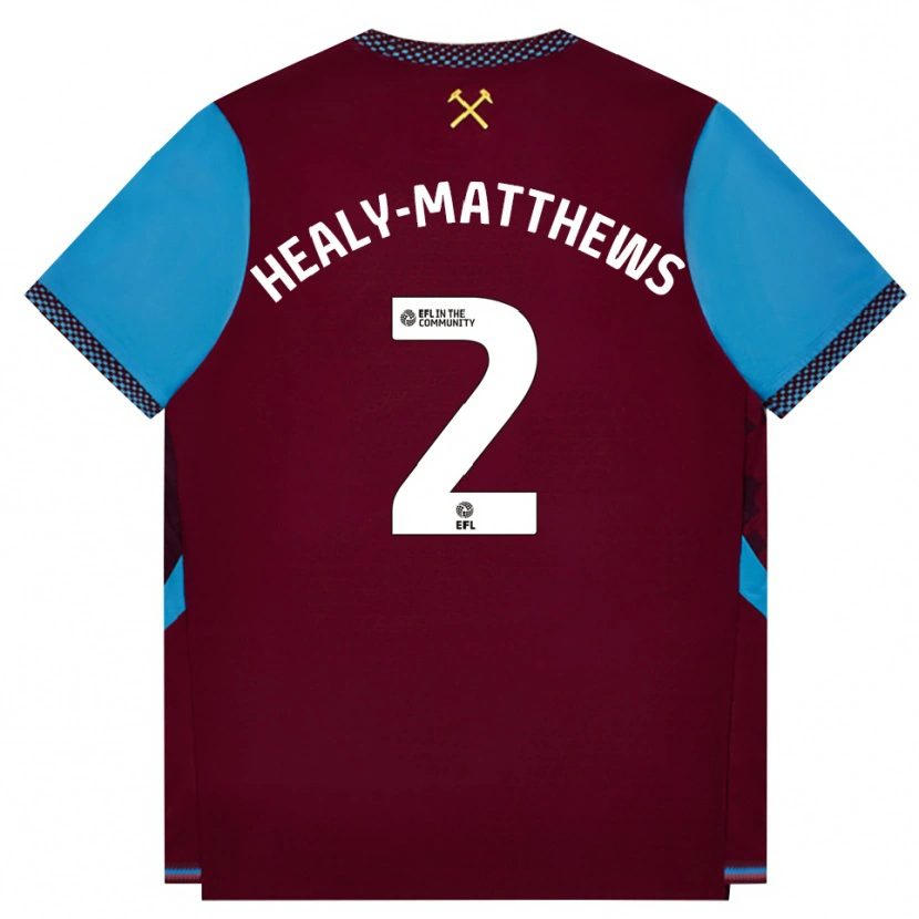 Danxen Kvinder Kyle Healy-Matthews #2 Vinrød Kornblomstblå Hjemmebane Spillertrøjer 2026/27 Trøje T-Shirt