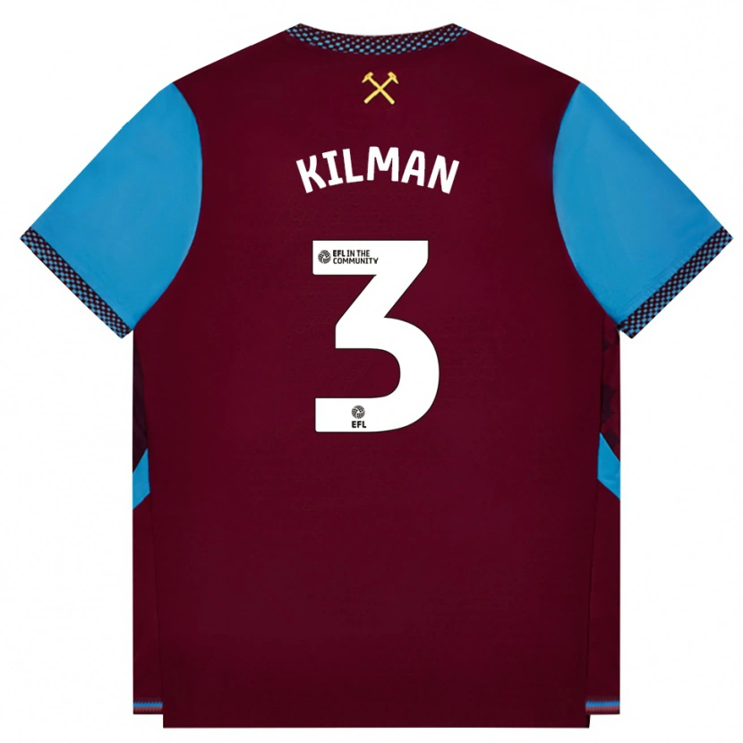 Danxen Kvinder Maximilian Kilman #3 Vinrød Kornblomstblå Hjemmebane Spillertrøjer 2026/27 Trøje T-Shirt