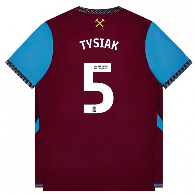 Danxen Kvinder Amber Tysiak #5 Vinrød Kornblomstblå Hjemmebane Spillertrøjer 2026/27 Trøje T-Shirt