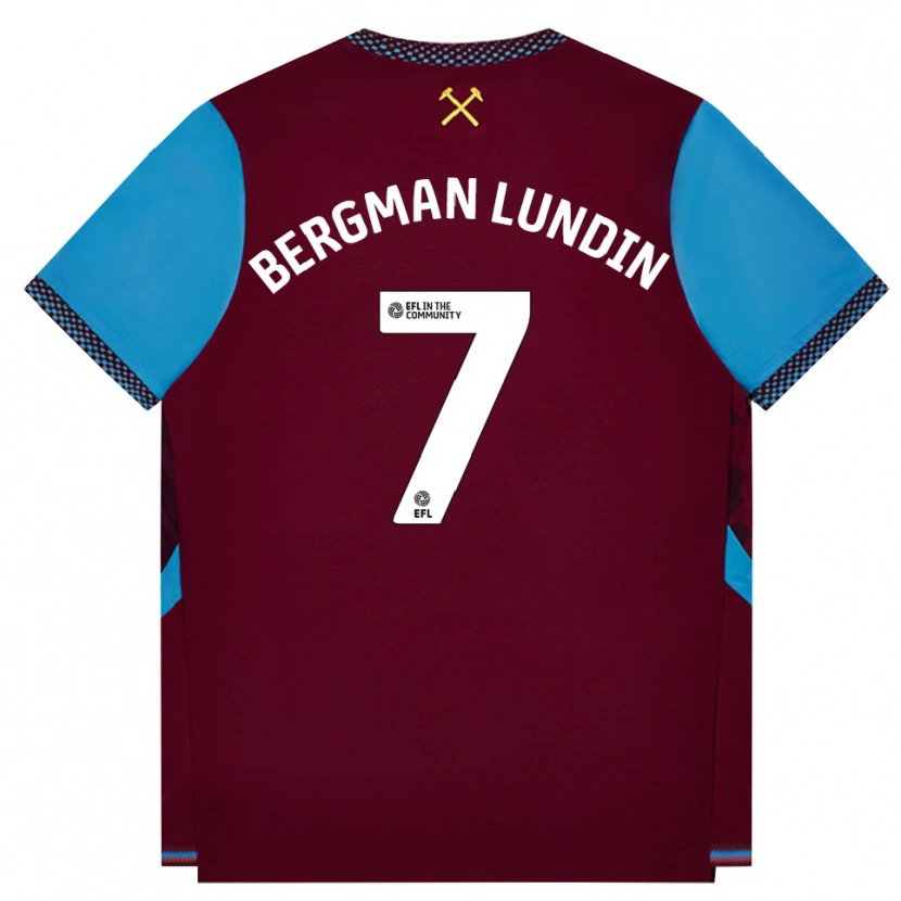 Danxen Kvinder Marika Bergman-Lundin #7 Vinrød Kornblomstblå Hjemmebane Spillertrøjer 2026/27 Trøje T-Shirt