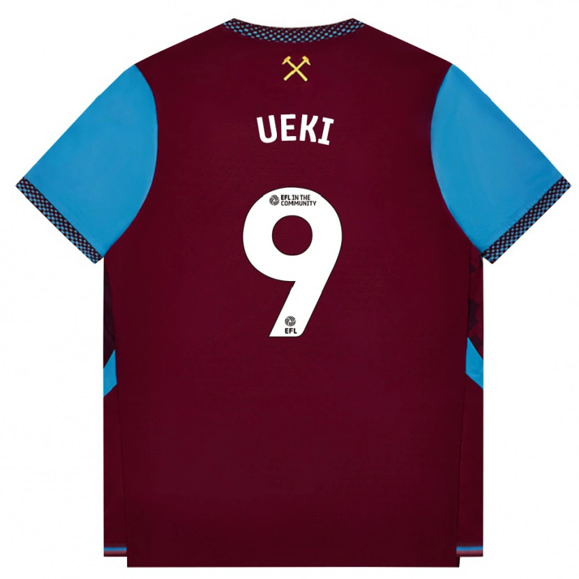 Danxen Kvinder Riko Ueki #9 Vinrød Kornblomstblå Hjemmebane Spillertrøjer 2026/27 Trøje T-Shirt