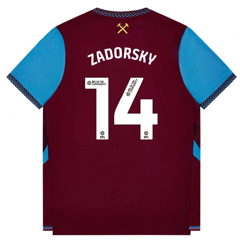 Danxen Kvinder Shelina Zadorsky #14 Vinrød Kornblomstblå Hjemmebane Spillertrøjer 2026/27 Trøje T-Shirt
