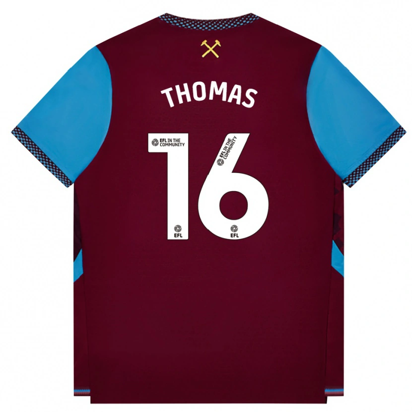 Danxen Kvinder Isaac Thomas #16 Vinrød Kornblomstblå Hjemmebane Spillertrøjer 2026/27 Trøje T-Shirt