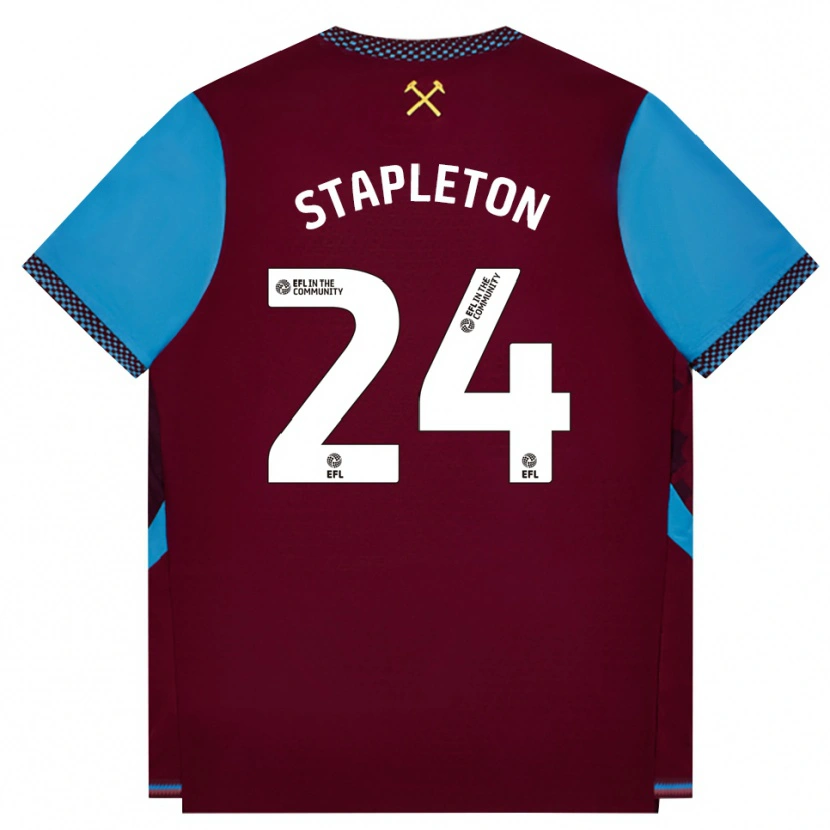 Danxen Kvinder Jessie Stapleton #24 Vinrød Kornblomstblå Hjemmebane Spillertrøjer 2026/27 Trøje T-Shirt