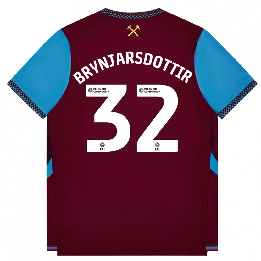 Danxen Kvinder Dagny Brynjarsdottir #32 Vinrød Kornblomstblå Hjemmebane Spillertrøjer 2026/27 Trøje T-Shirt