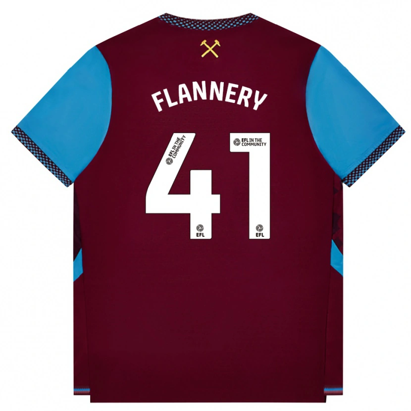 Danxen Kvinder Keira Flannery #41 Vinrød Kornblomstblå Hjemmebane Spillertrøjer 2026/27 Trøje T-Shirt