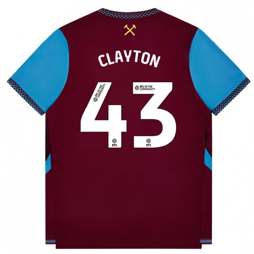 Danxen Kvinder Regan Clayton #43 Vinrød Kornblomstblå Hjemmebane Spillertrøjer 2026/27 Trøje T-Shirt