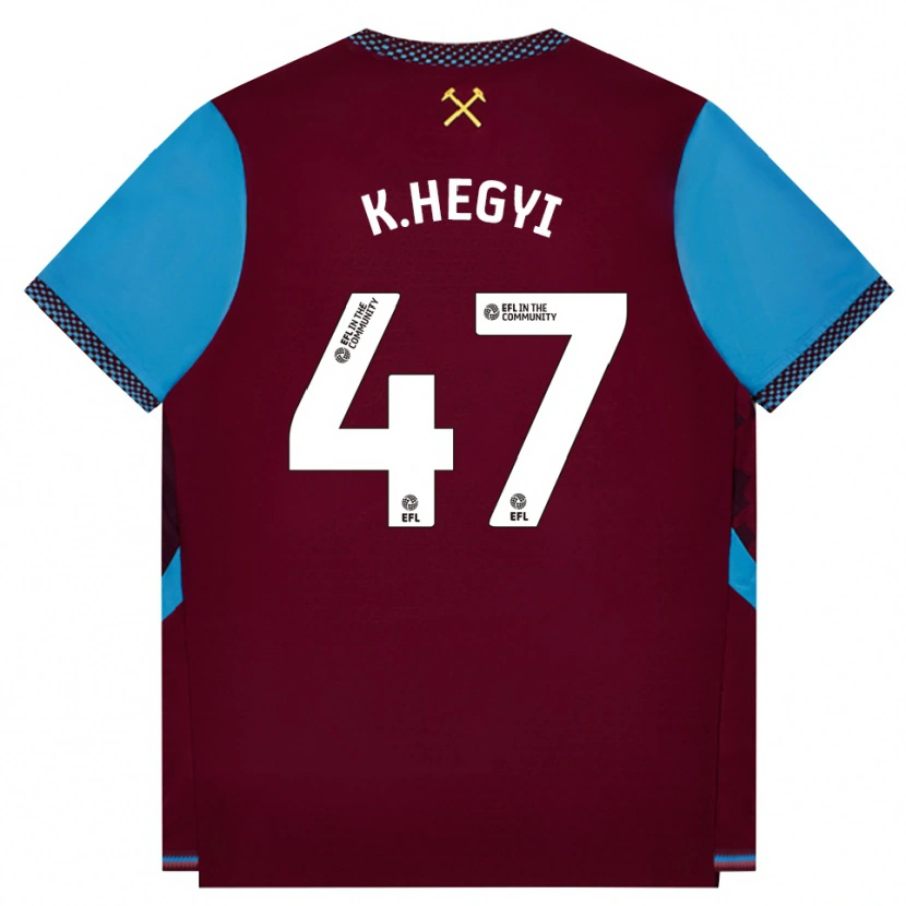Danxen Kvinder Krisztian Hegyi #47 Vinrød Kornblomstblå Hjemmebane Spillertrøjer 2026/27 Trøje T-Shirt