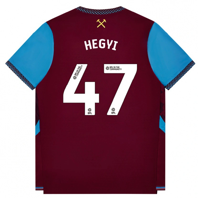 Danxen Kvinder Krisztián Hegyi #47 Vinrød Kornblomstblå Hjemmebane Spillertrøjer 2026/27 Trøje T-Shirt