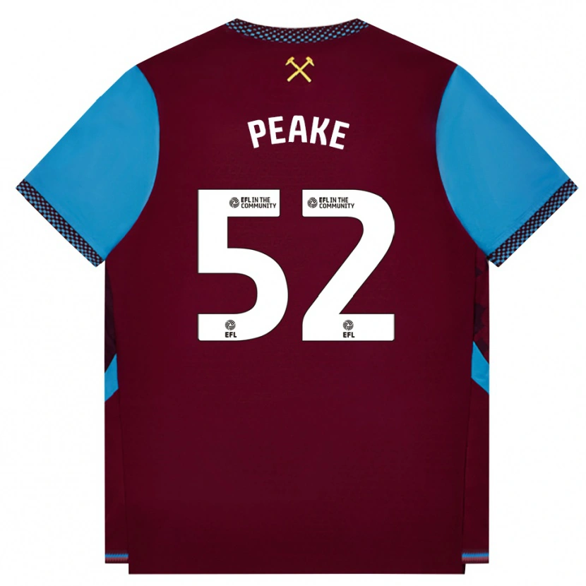 Danxen Kvinder Lennon Peake #52 Vinrød Kornblomstblå Hjemmebane Spillertrøjer 2026/27 Trøje T-Shirt