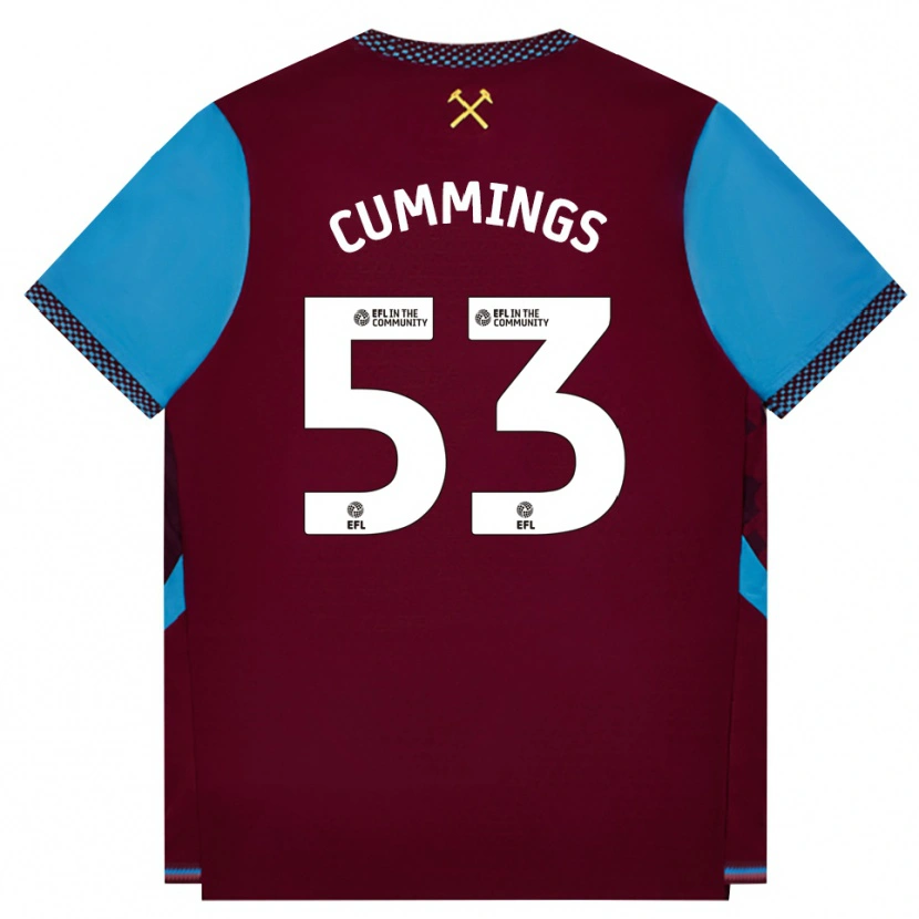 Danxen Kvinder Daniel Cummings #53 Vinrød Kornblomstblå Hjemmebane Spillertrøjer 2026/27 Trøje T-Shirt