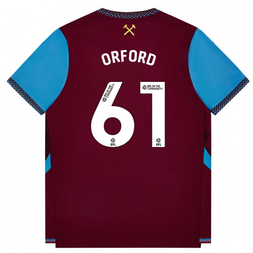 Danxen Kvinder Lewis Orford #61 Vinrød Kornblomstblå Hjemmebane Spillertrøjer 2026/27 Trøje T-Shirt