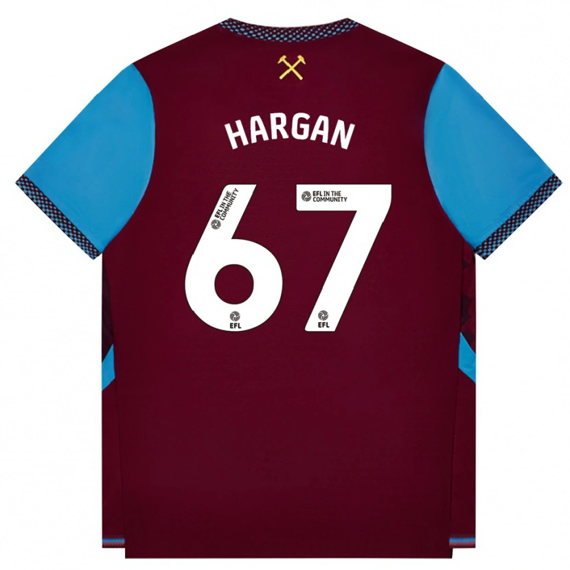Danxen Kvinder Riley Hargan #67 Vinrød Kornblomstblå Hjemmebane Spillertrøjer 2026/27 Trøje T-Shirt
