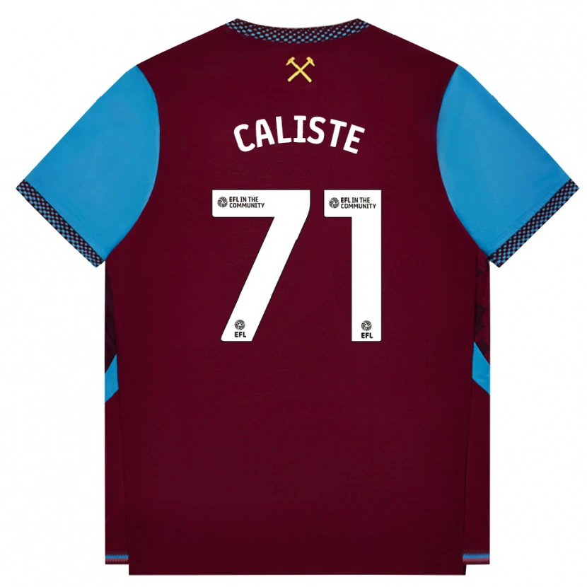 Danxen Kvinder Gabriel Caliste #71 Vinrød Kornblomstblå Hjemmebane Spillertrøjer 2026/27 Trøje T-Shirt