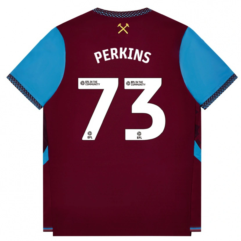 Danxen Kvinder Vinnie Perkins #73 Vinrød Kornblomstblå Hjemmebane Spillertrøjer 2026/27 Trøje T-Shirt