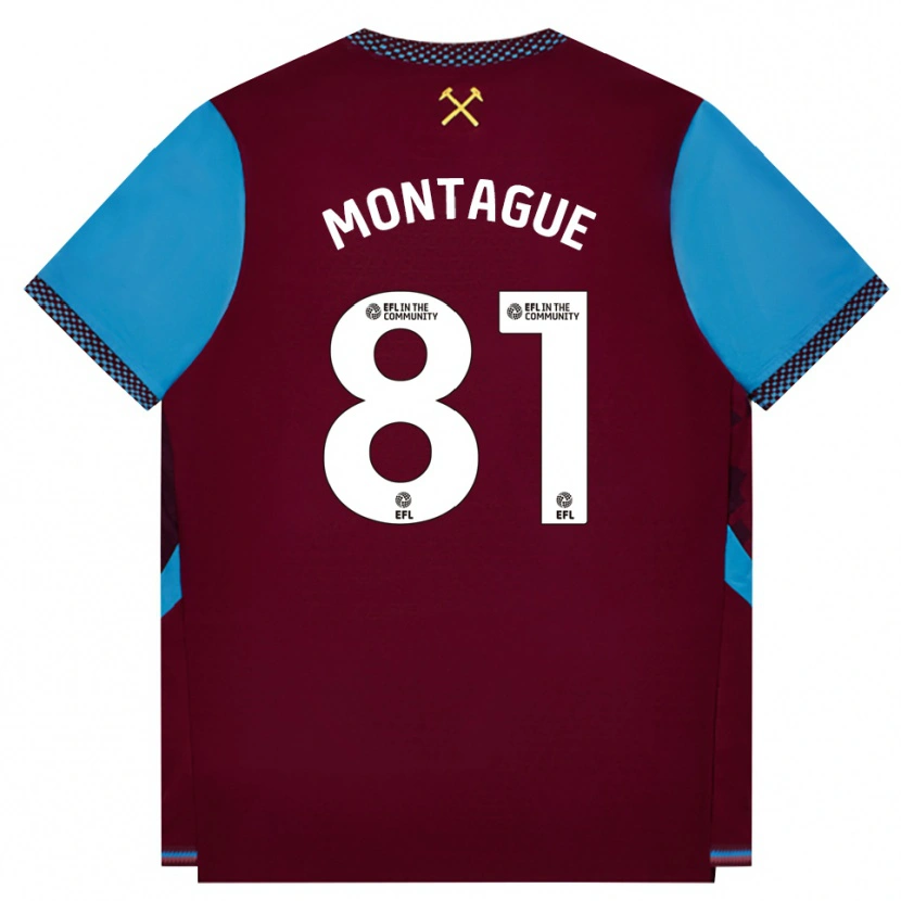 Danxen Kvinder Harry Montague #81 Vinrød Kornblomstblå Hjemmebane Spillertrøjer 2026/27 Trøje T-Shirt