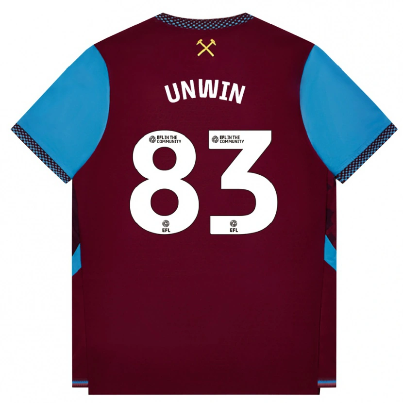 Danxen Kvinder Jonathan Unwin #83 Vinrød Kornblomstblå Hjemmebane Spillertrøjer 2026/27 Trøje T-Shirt