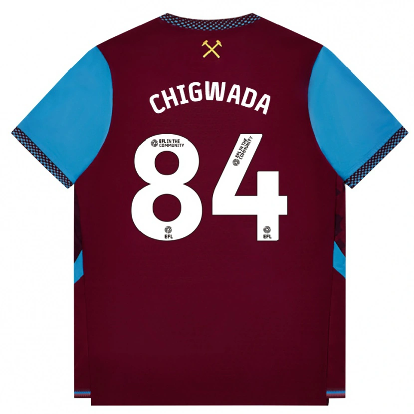 Danxen Kvinder David Chigwada #84 Vinrød Kornblomstblå Hjemmebane Spillertrøjer 2026/27 Trøje T-Shirt