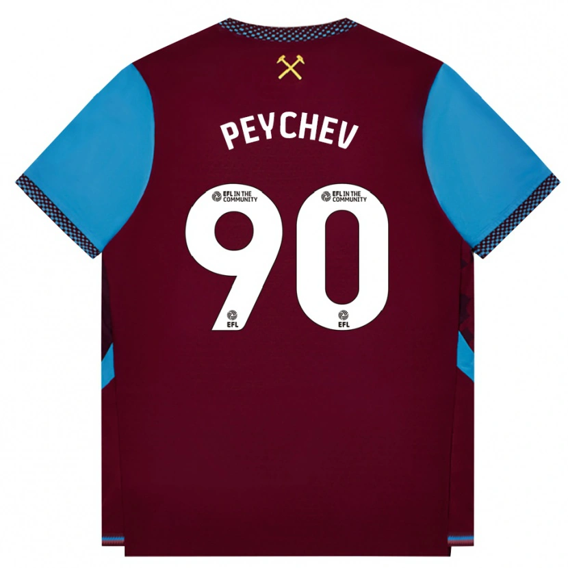 Danxen Kvinder Martin Peychev #90 Vinrød Kornblomstblå Hjemmebane Spillertrøjer 2026/27 Trøje T-Shirt