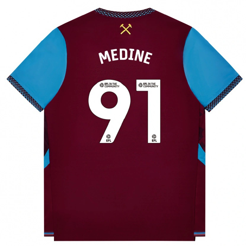 Danxen Kvinder Jephthah Medine #91 Vinrød Kornblomstblå Hjemmebane Spillertrøjer 2026/27 Trøje T-Shirt