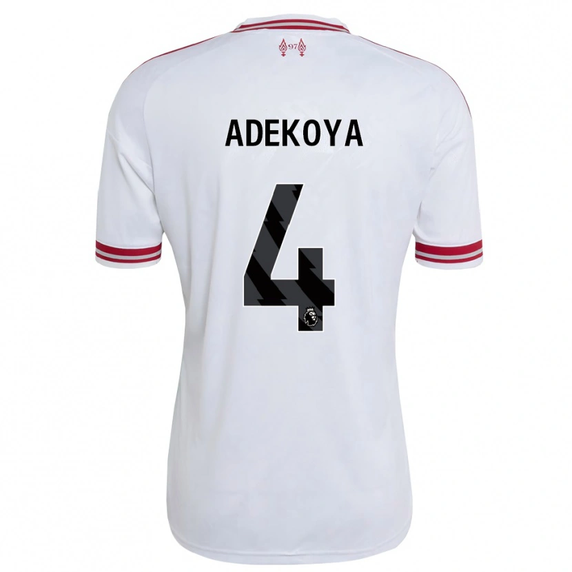 Danxen Kvinder Noah Adekoya #4 Rød Hvid Udebane Spillertrøjer 2026/27 Trøje T-Shirt