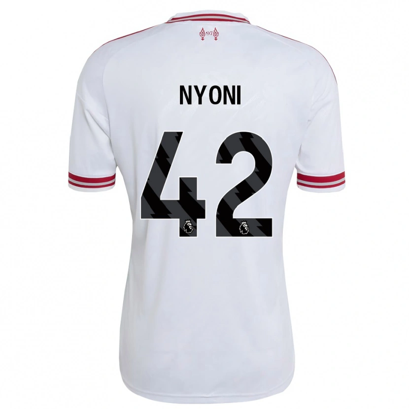 Danxen Kvinder Trey Nyoni #42 Rød Hvid Udebane Spillertrøjer 2026/27 Trøje T-Shirt
