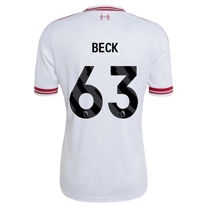 Danxen Kvinder Owen Beck #63 Rød Hvid Udebane Spillertrøjer 2026/27 Trøje T-Shirt