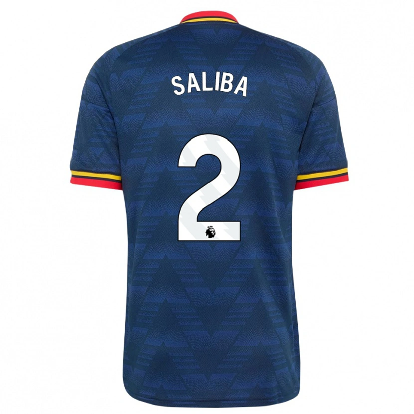 Danxen Kvinder William Saliba #2 Midnatsblå Gul Rød Udebane Spillertrøjer 2026/27 Trøje T-Shirt