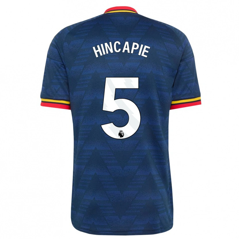 Danxen Kvinder Piero Hincapié #5 Midnatsblå Gul Rød Udebane Spillertrøjer 2026/27 Trøje T-Shirt
