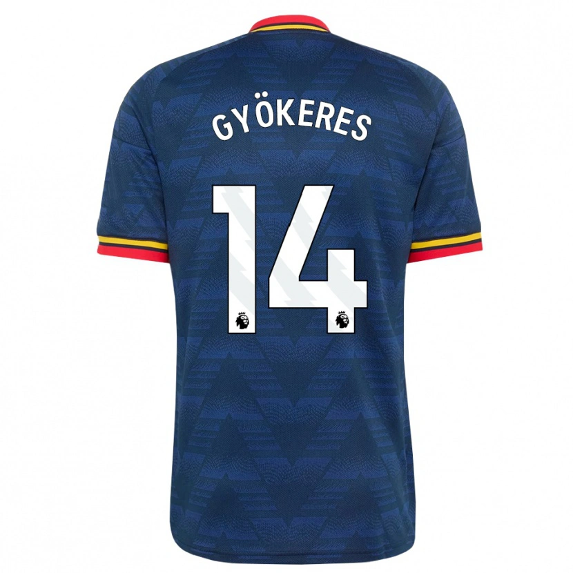Danxen Kvinder Viktor Gyökeres #14 Midnatsblå Gul Rød Udebane Spillertrøjer 2026/27 Trøje T-Shirt