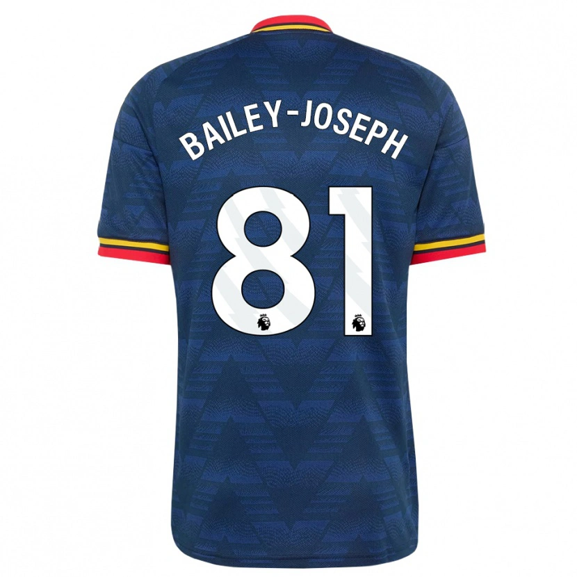 Danxen Kvinder Brando Bailey-Joseph #81 Midnatsblå Gul Rød Udebane Spillertrøjer 2026/27 Trøje T-Shirt