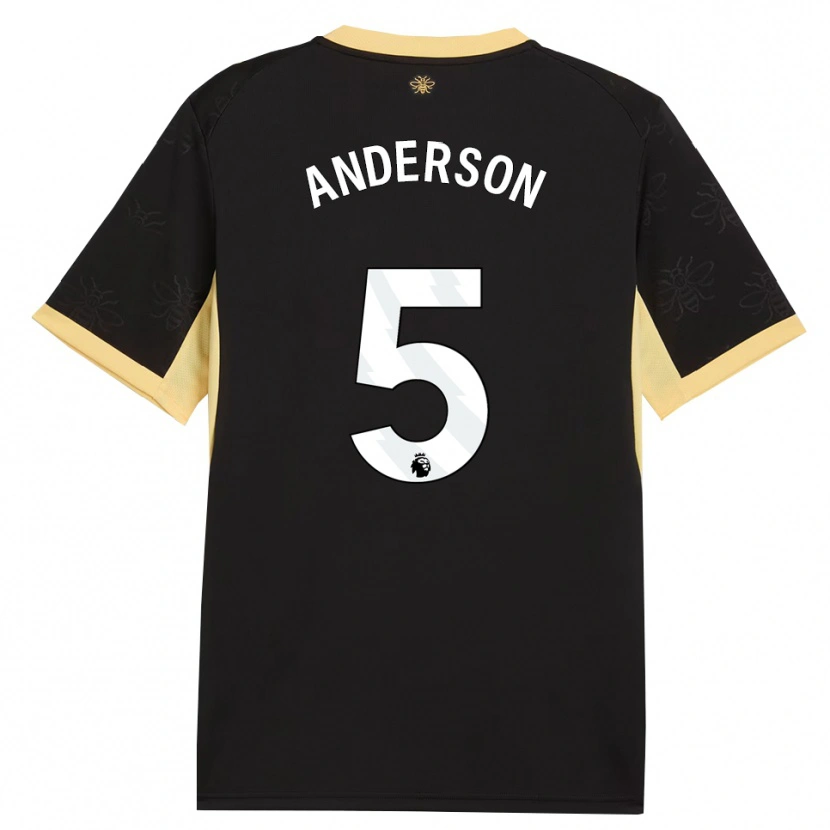 Danxen Kvinder Elliot Anderson #5 Sort Gul Udebane Spillertrøjer 2026/27 Trøje T-Shirt