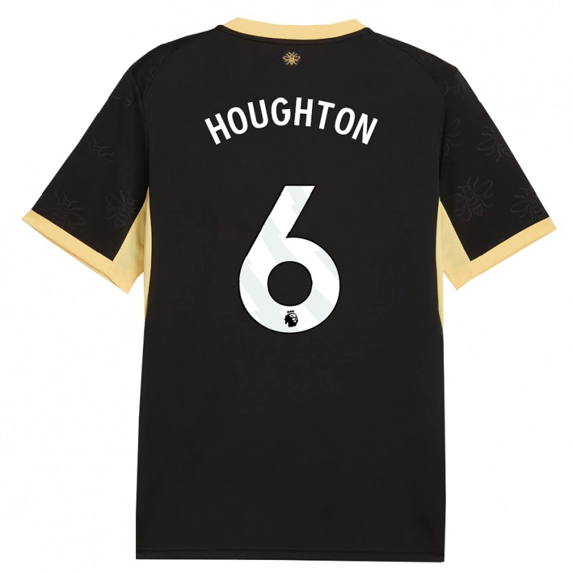 Danxen Kvinder Steph Houghton #6 Sort Gul Udebane Spillertrøjer 2026/27 Trøje T-Shirt