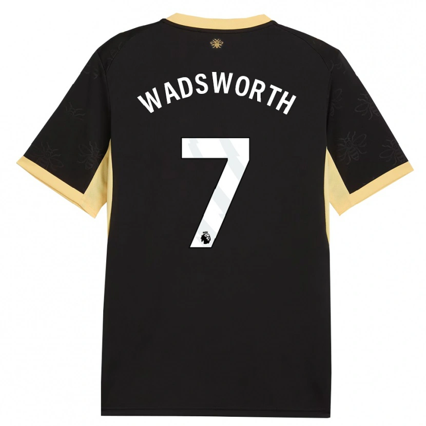Danxen Kvinder Sam Wadsworth #7 Sort Gul Udebane Spillertrøjer 2026/27 Trøje T-Shirt