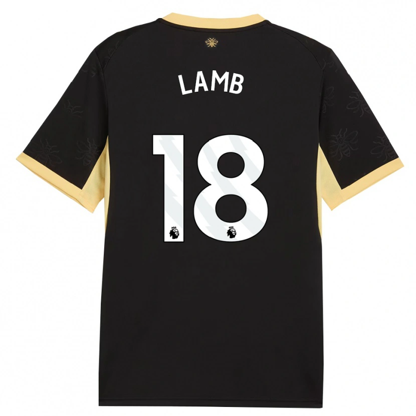 Danxen Kvinder Teddie Lamb #18 Sort Gul Udebane Spillertrøjer 2026/27 Trøje T-Shirt