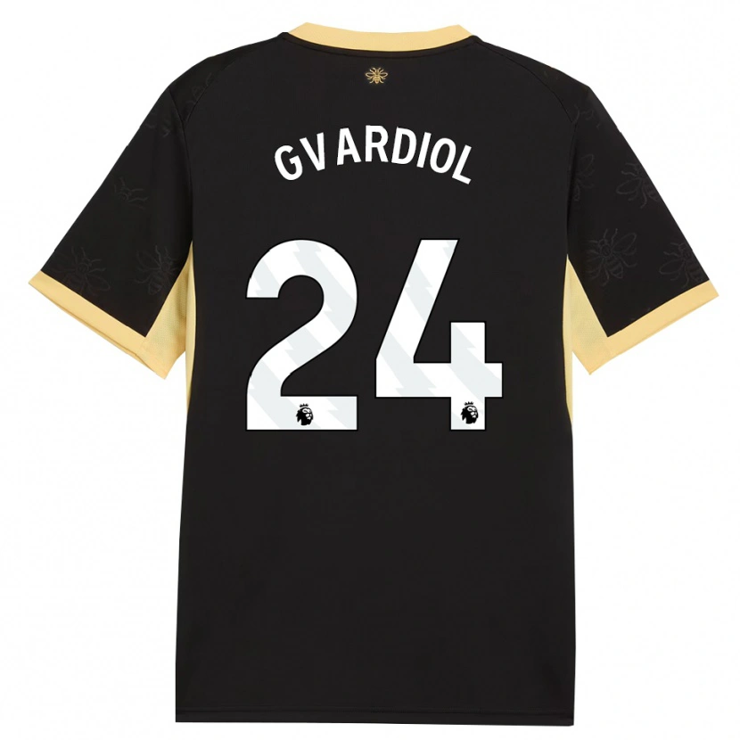 Danxen Kvinder Josko Gvardiol #24 Sort Gul Udebane Spillertrøjer 2026/27 Trøje T-Shirt