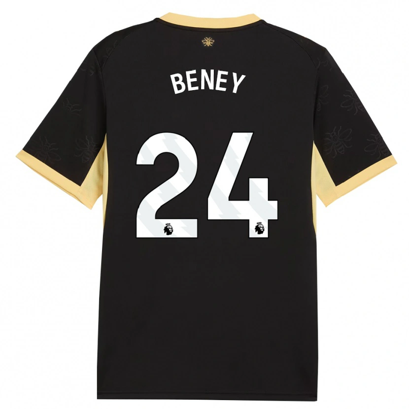Danxen Kvinder Iman Beney #24 Sort Gul Udebane Spillertrøjer 2026/27 Trøje T-Shirt