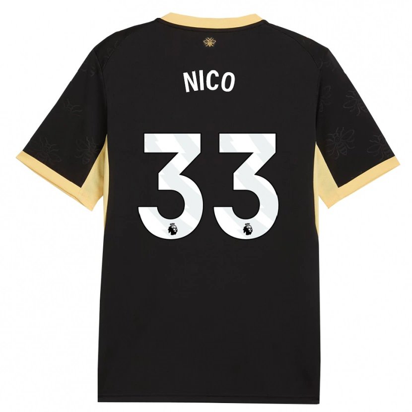 Danxen Kvinder Nico O'reilly #33 Sort Gul Udebane Spillertrøjer 2026/27 Trøje T-Shirt