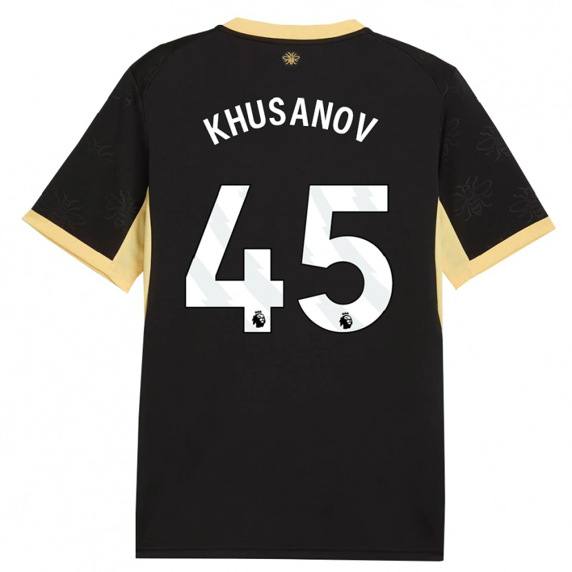 Danxen Kvinder Abdukodir Khusanov #45 Sort Gul Udebane Spillertrøjer 2026/27 Trøje T-Shirt