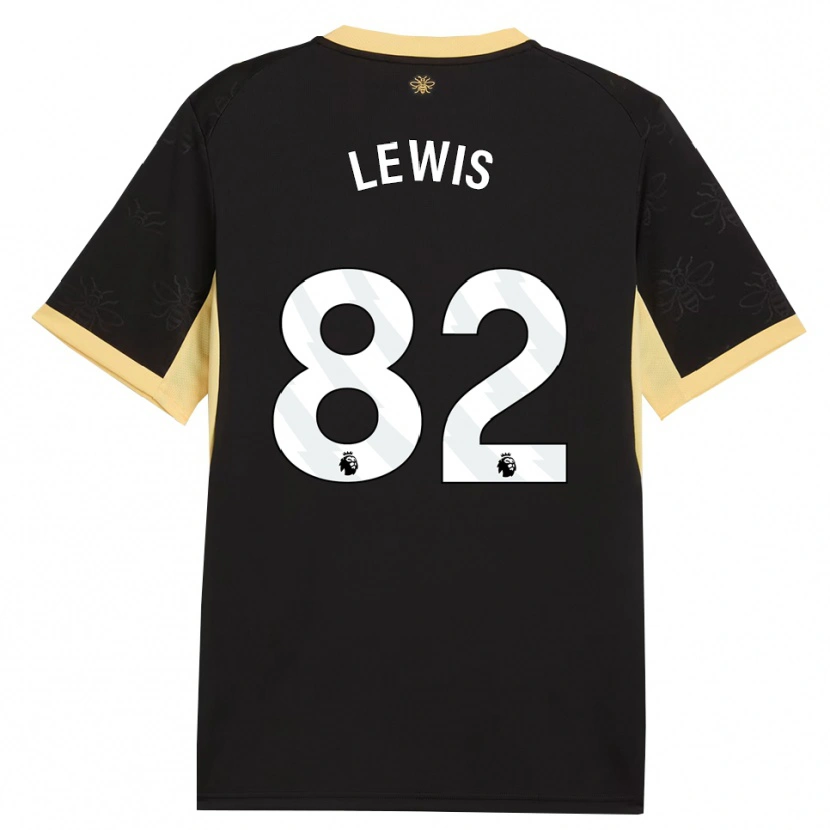 Danxen Kvinder Rico Lewis #82 Sort Gul Udebane Spillertrøjer 2026/27 Trøje T-Shirt