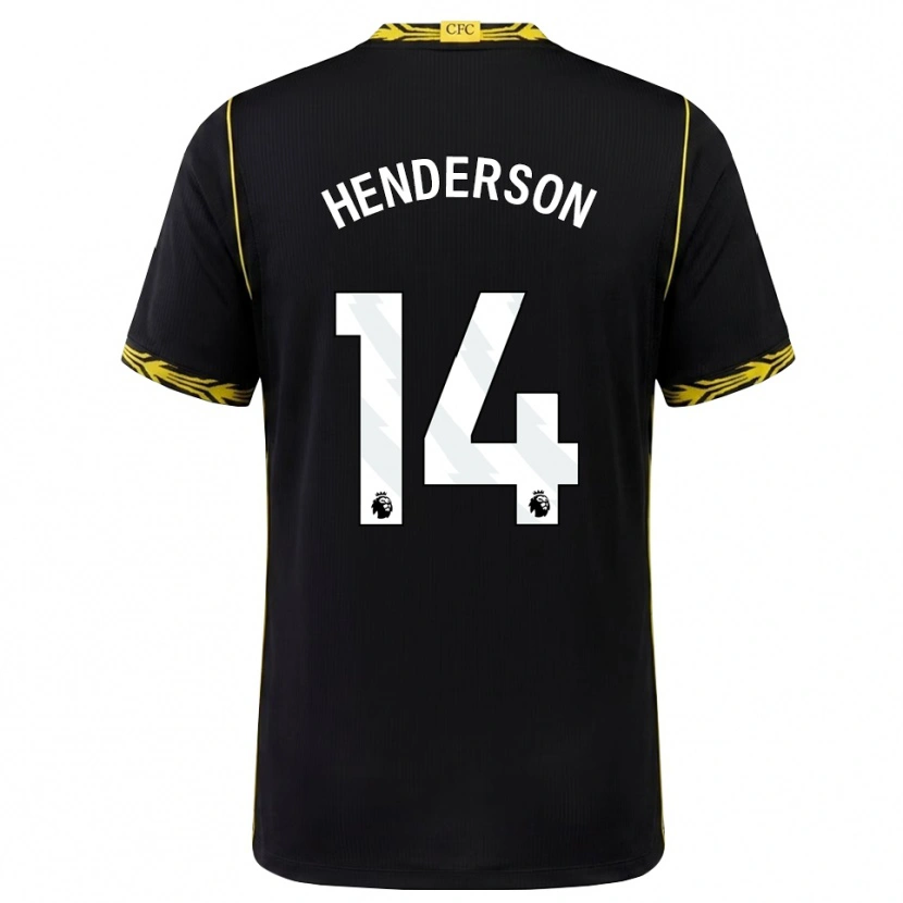 Danxen Kvinder Jordan Henderson #14 Sort Gul Udebane Spillertrøjer 2026/27 Trøje T-Shirt