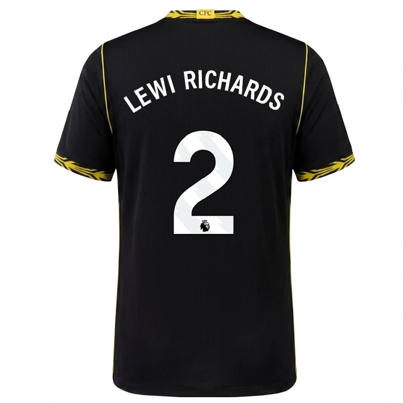 Danxen Kvinder Lewi Richards #2 Sort Gul Udebane Spillertrøjer 2026/27 Trøje T-Shirt