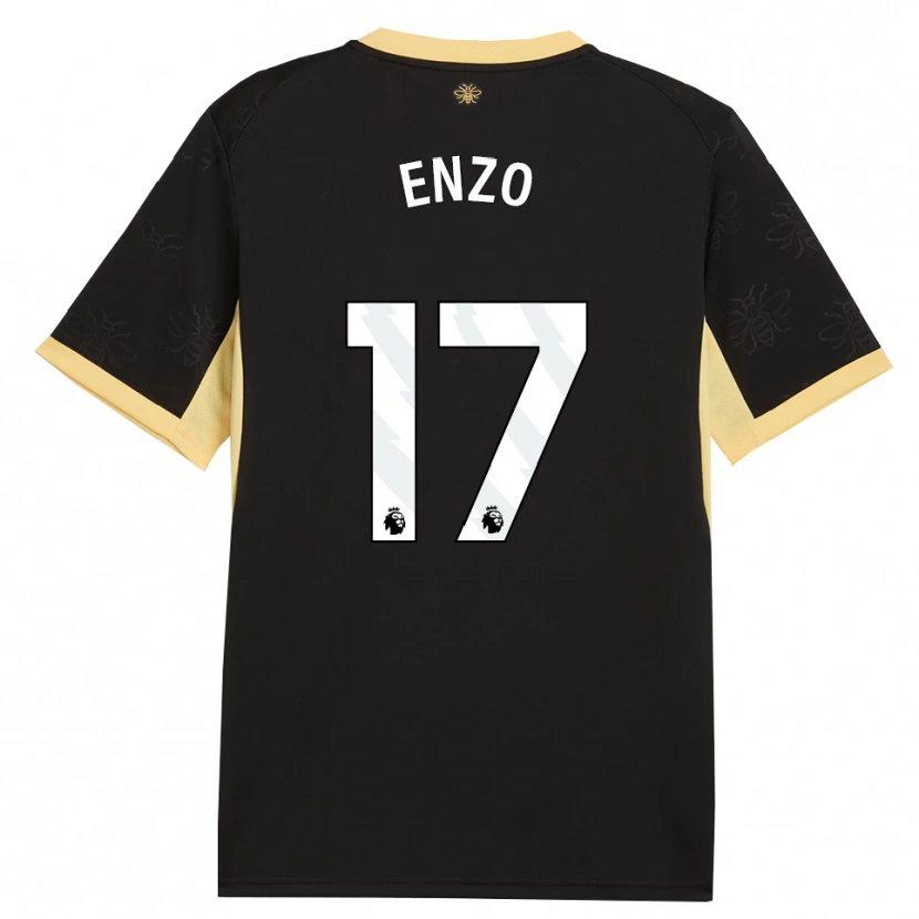 Danxen Kvinder Enzo Fernández #17 Sort Gul Udebane Spillertrøjer 2026/27 Trøje T-Shirt